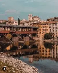 Bassano del Grappa sits on the Brenta River; Andrea Palladio designed bridge rebuilt by